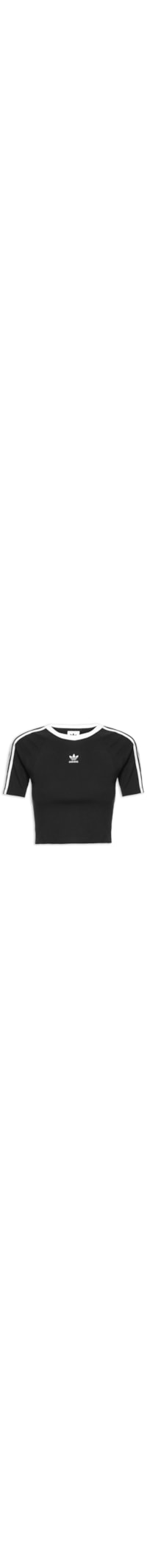 Camiseta Feminina Cropped 3 Stripes - Preto