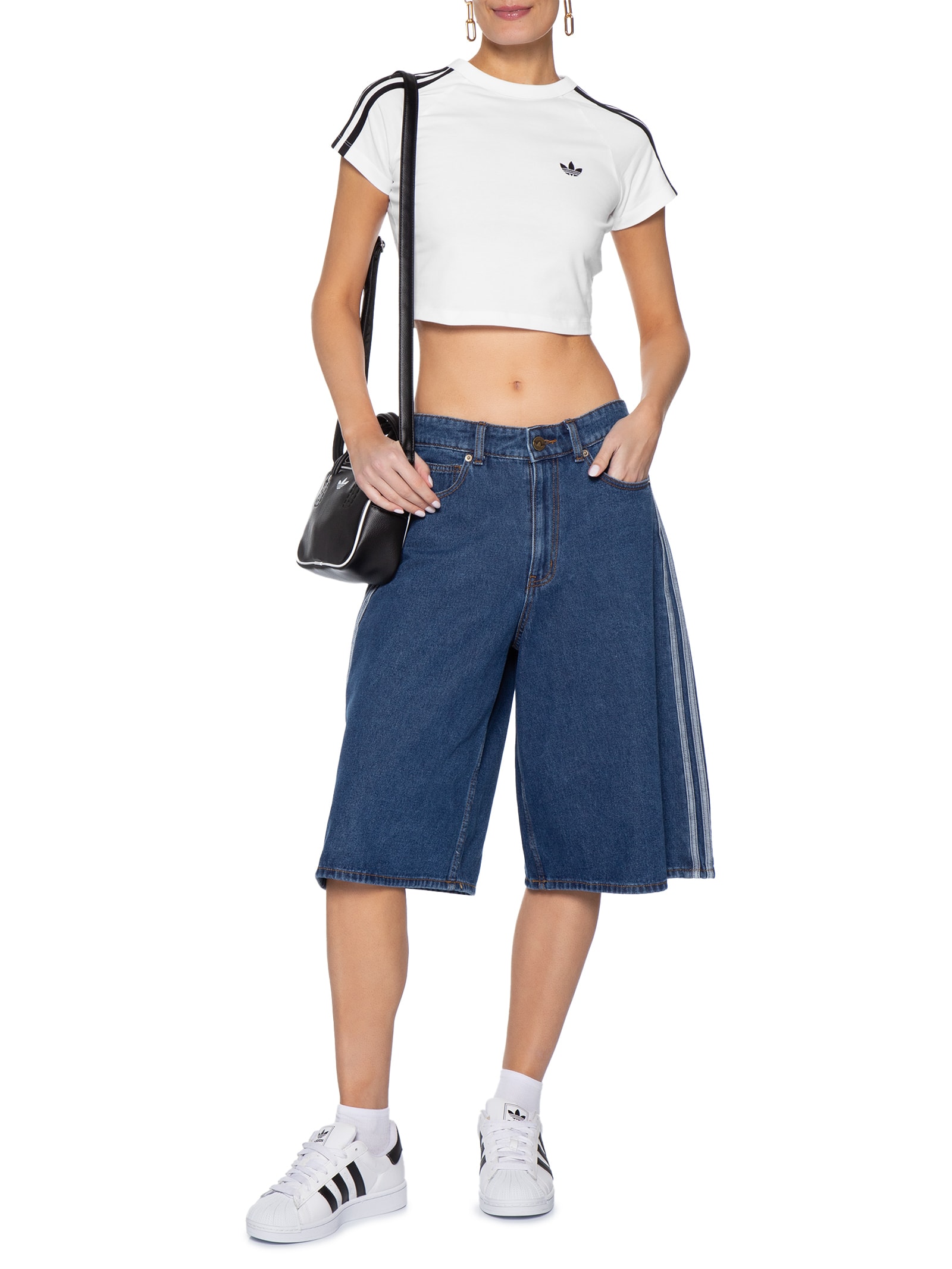 Camiseta Feminina Cropped Adicolor Branco Adidas Originals