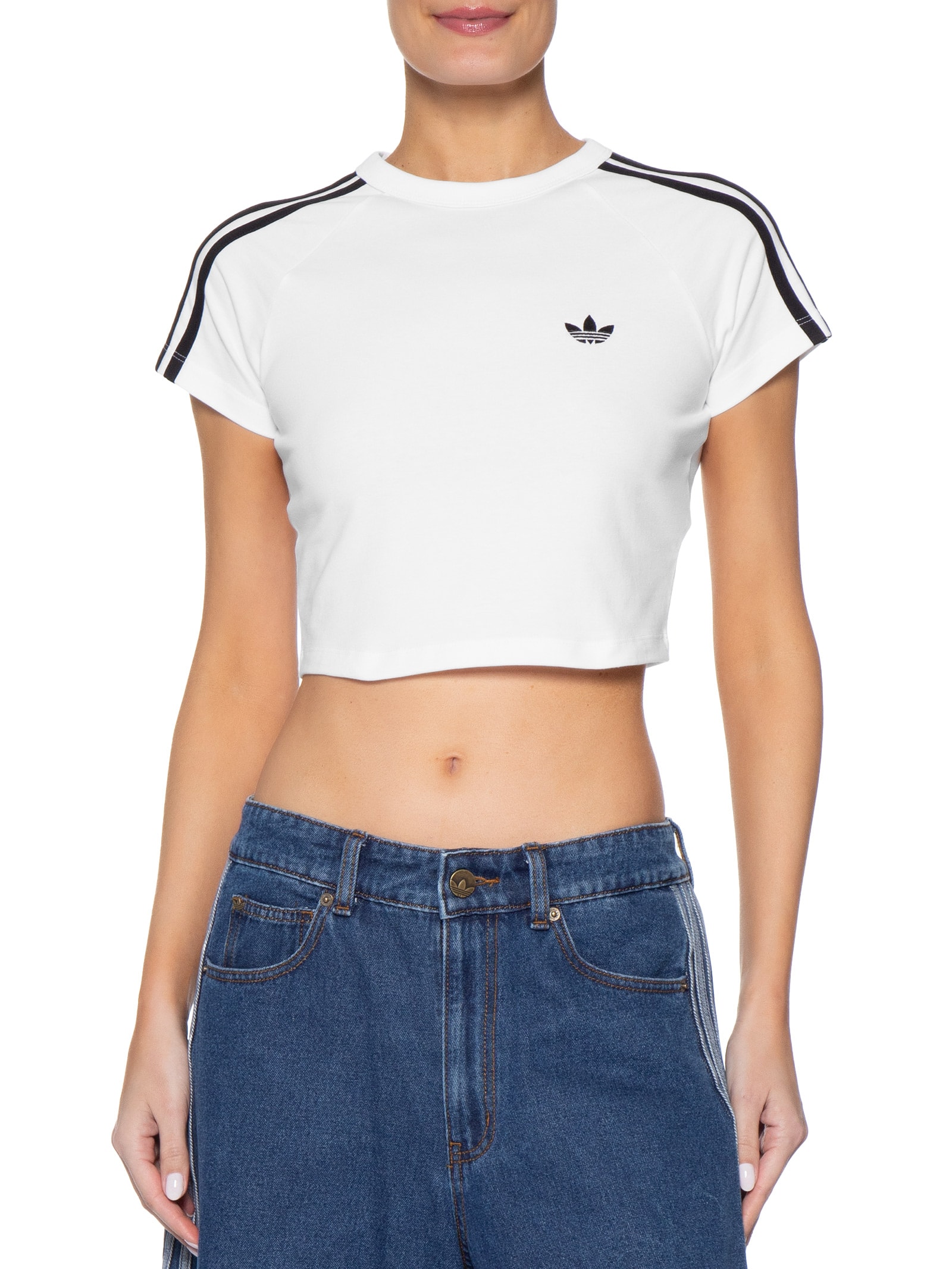Camiseta Feminina Cropped Adicolor Branco Adidas Originals