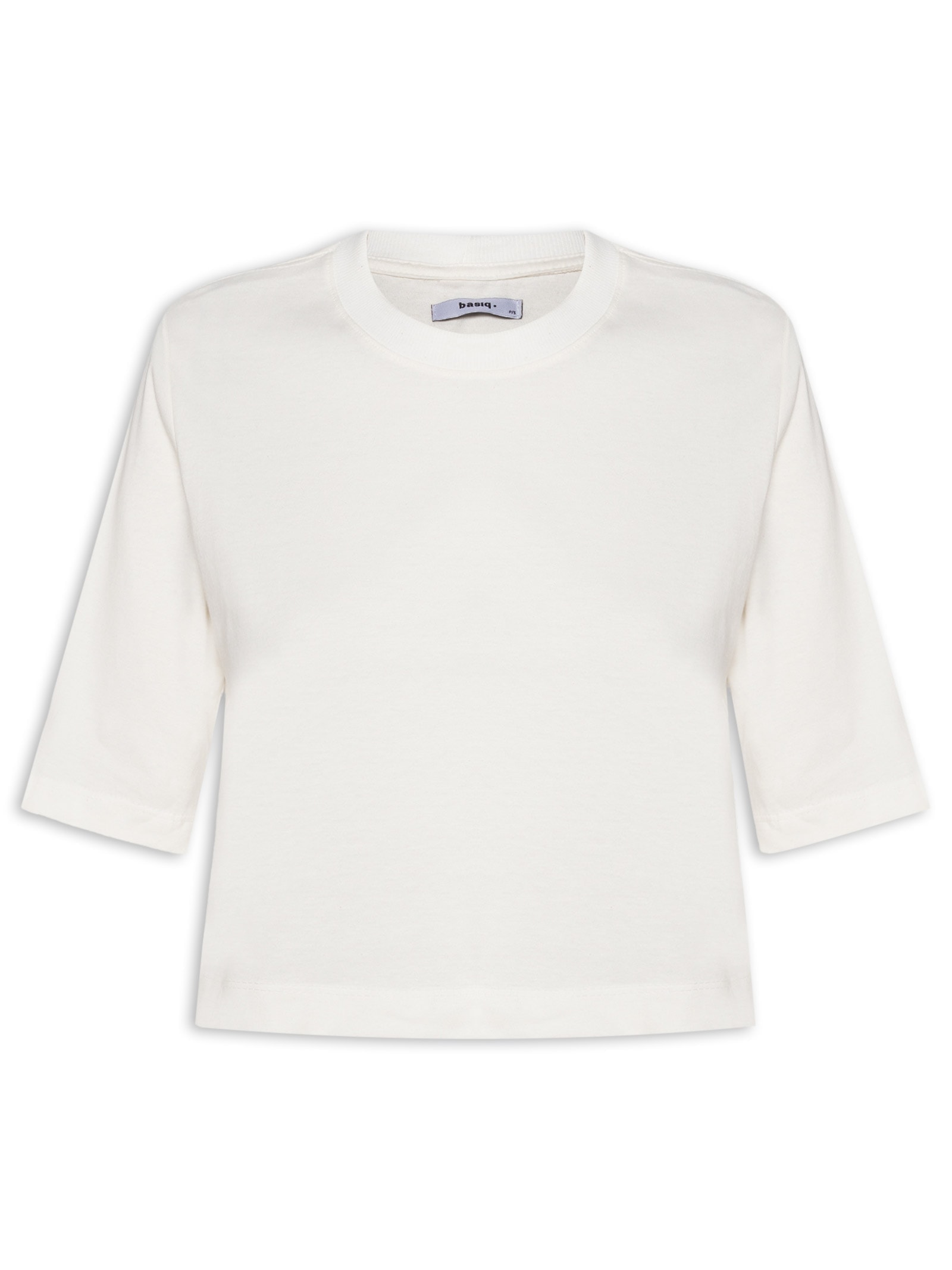 Camiseta Feminina Cropped Básica Off White Basiq