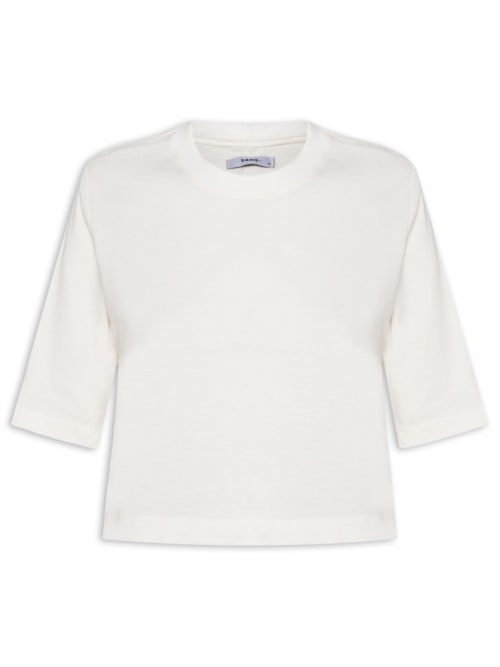 Camiseta Feminina Cropped Básica – Off White