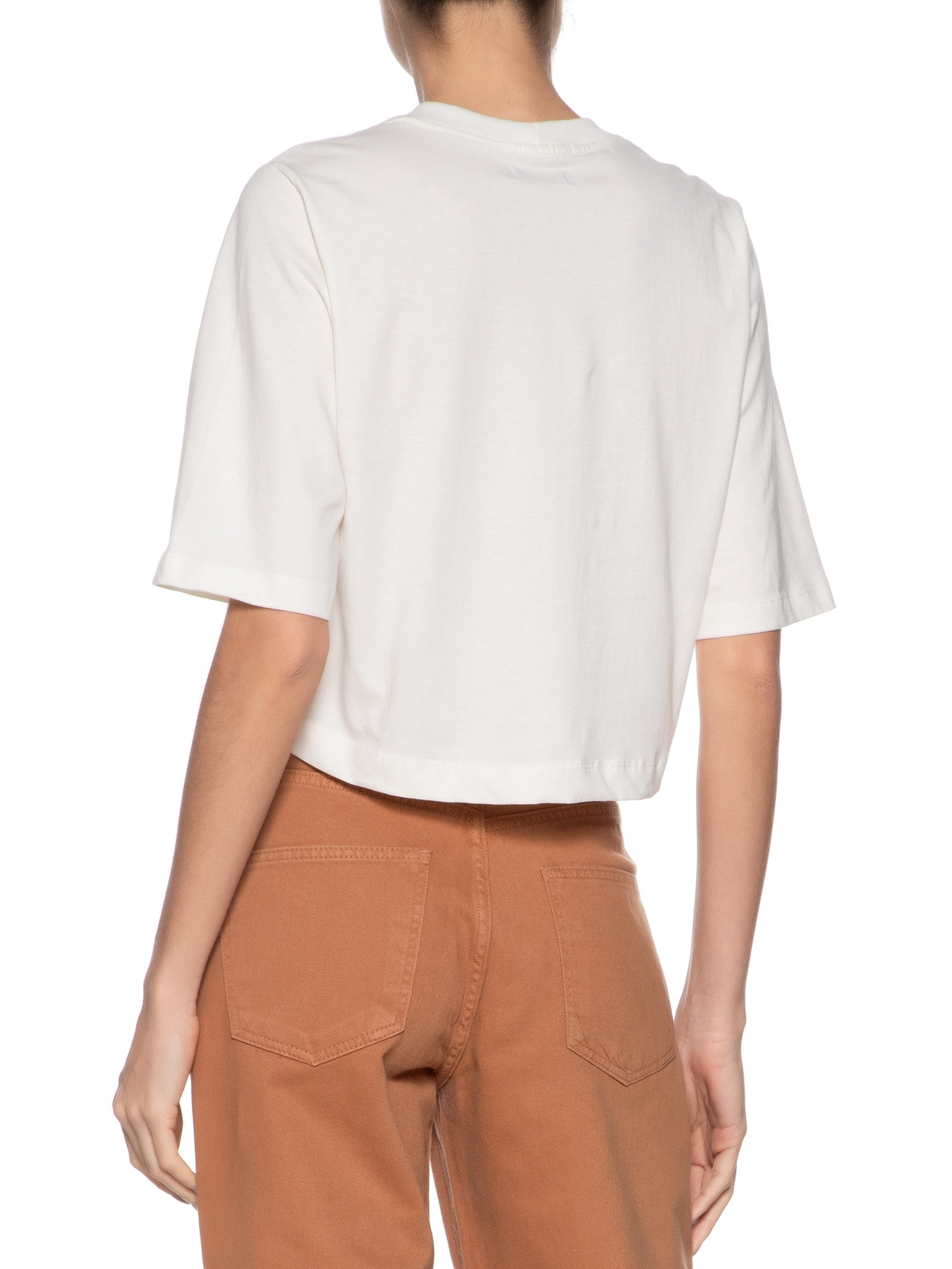 Camiseta Feminina Cropped Básica Off White Basiq