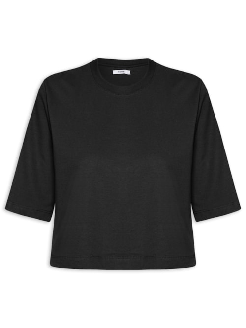 Camiseta Feminina Cropped Básica – Preto