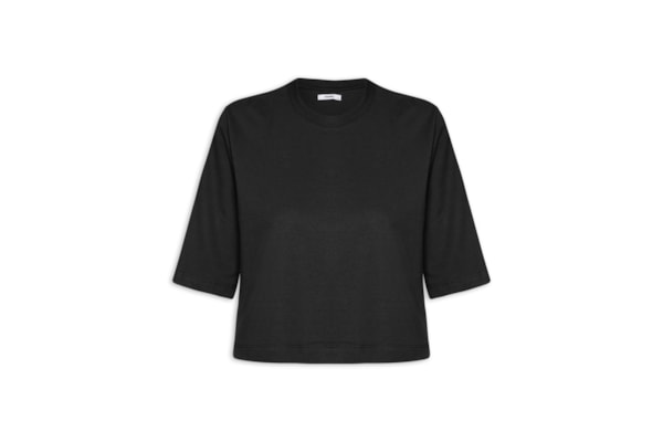 Camiseta Feminina Cropped Básica - Preto
