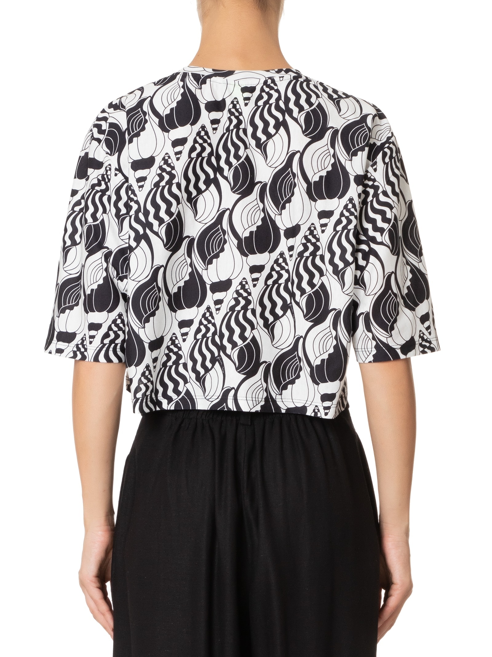 Camiseta Feminina Cropped Concha Do Mar Preto Farm