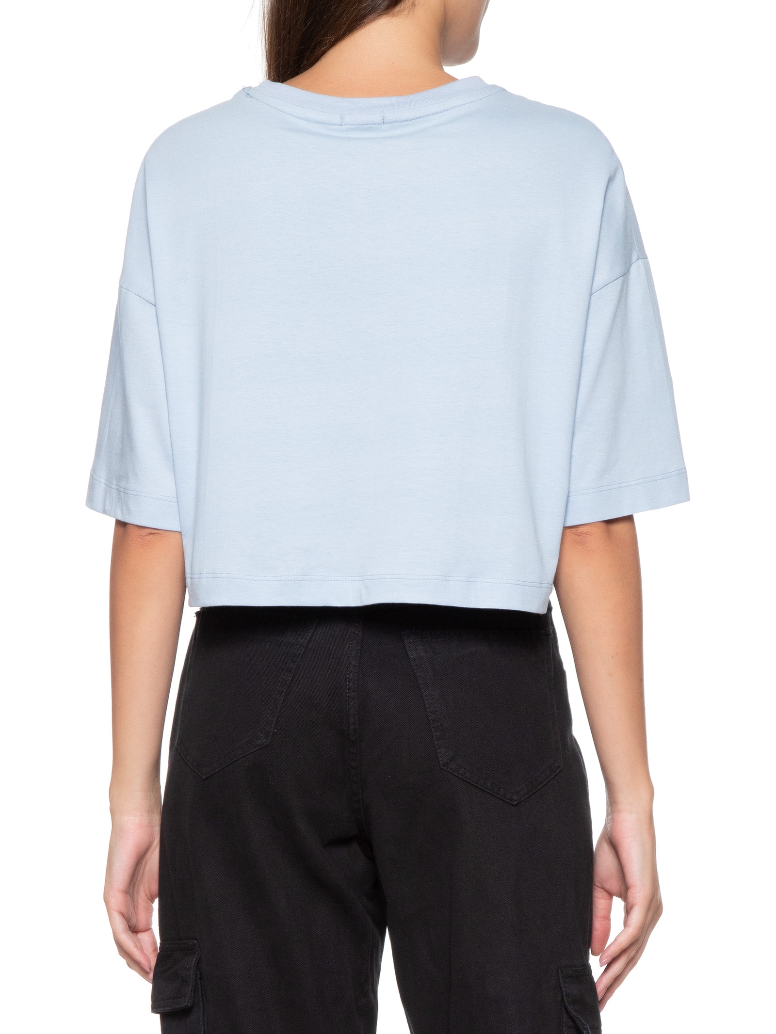 Camiseta Feminina Cropped Malha Azul Basiq