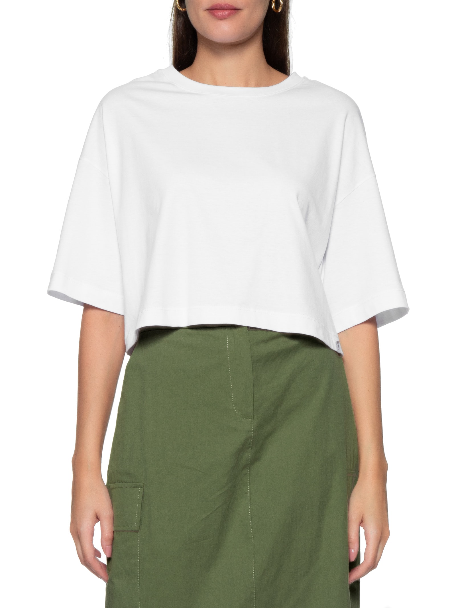 Camiseta Feminina Cropped Malha Branco Basiq