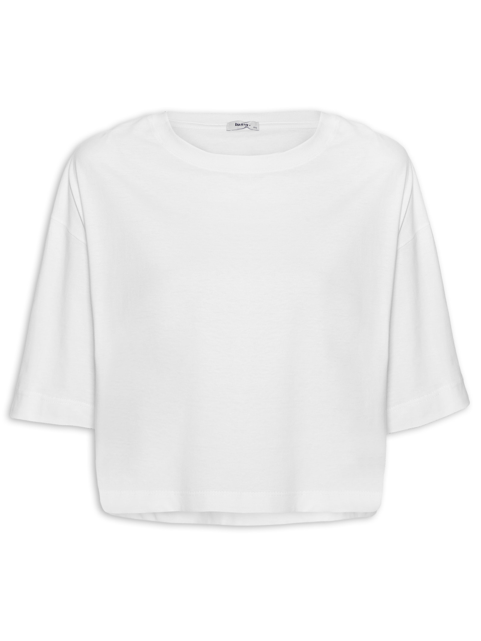 Camiseta Feminina Cropped Malha Branco Basiq