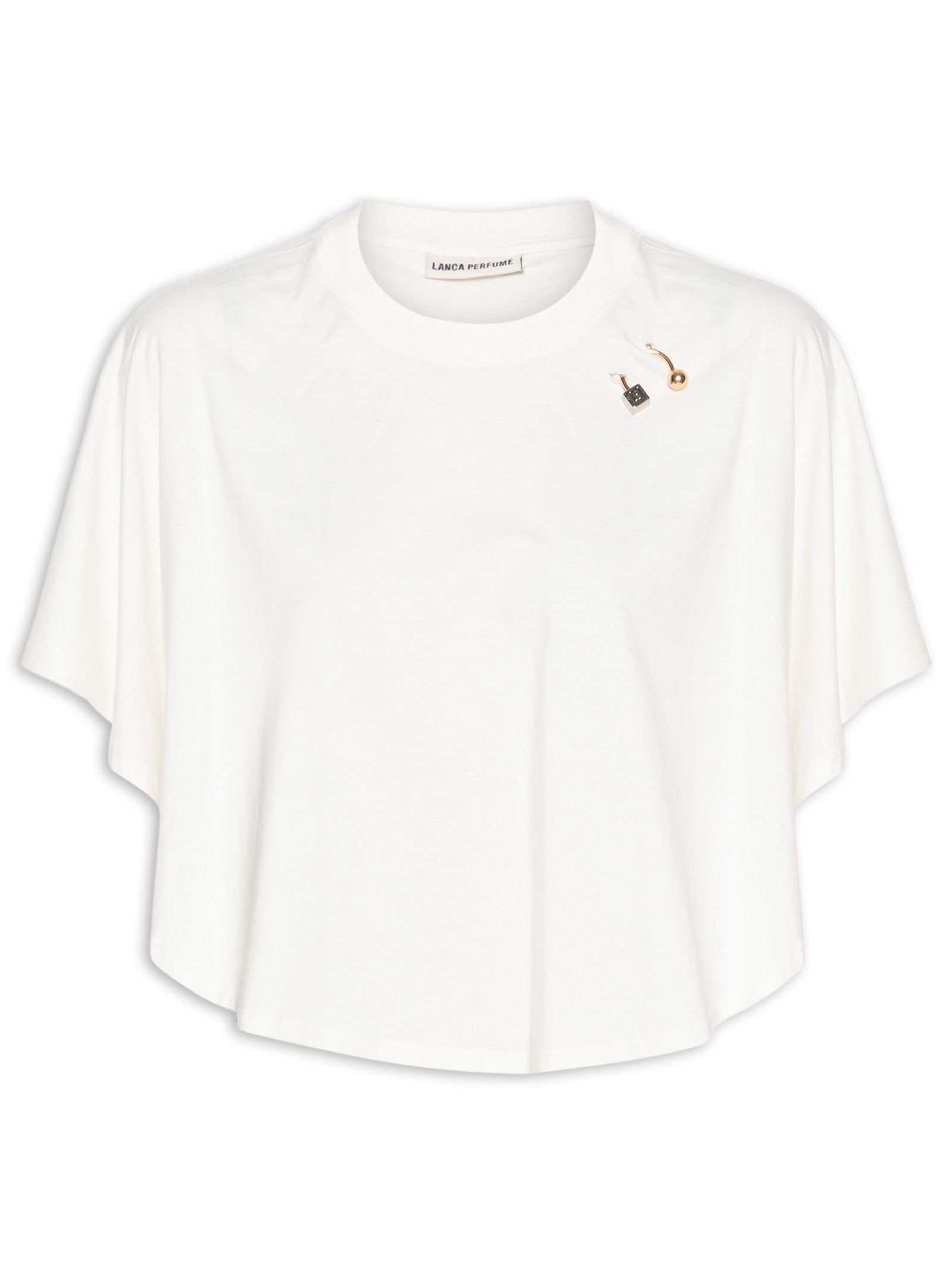 Camiseta Feminina Cropped Manga Curta Branco Lança Perfume