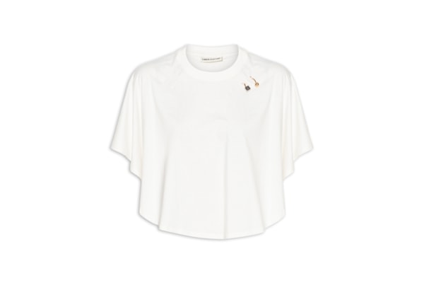 Camiseta Feminina Cropped Manga Curta - Branco