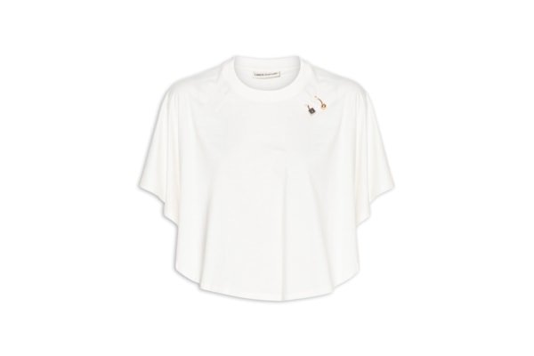 Camiseta Feminina Cropped Manga Curta - Branco