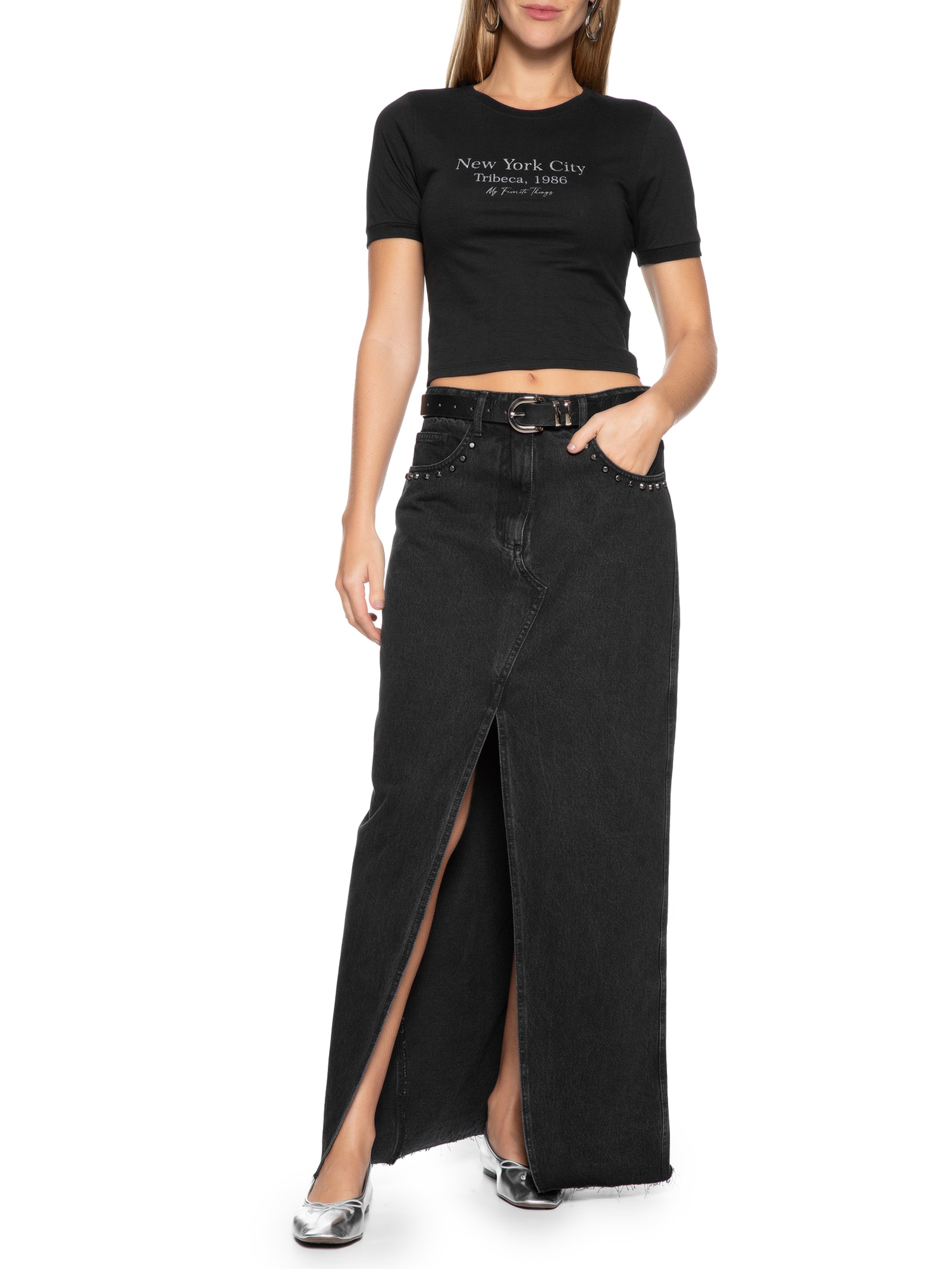 Camiseta Feminina Cropped New York Preto My Favorite Things