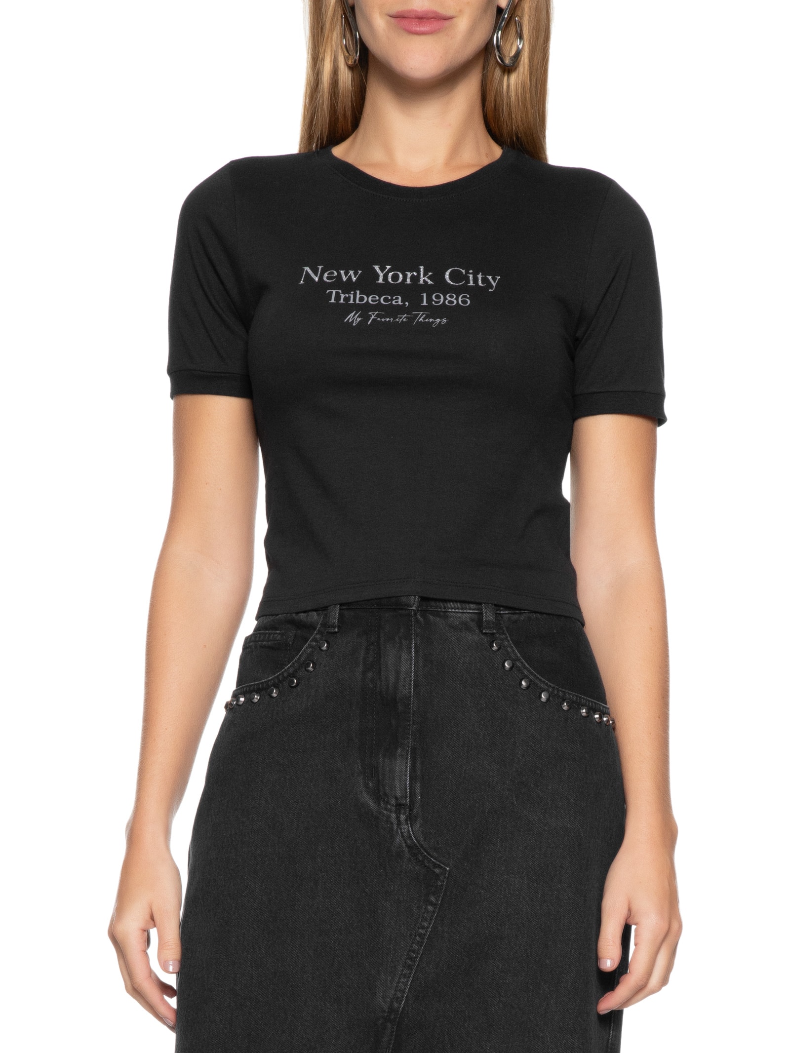 Camiseta Feminina Cropped New York Preto My Favorite Things