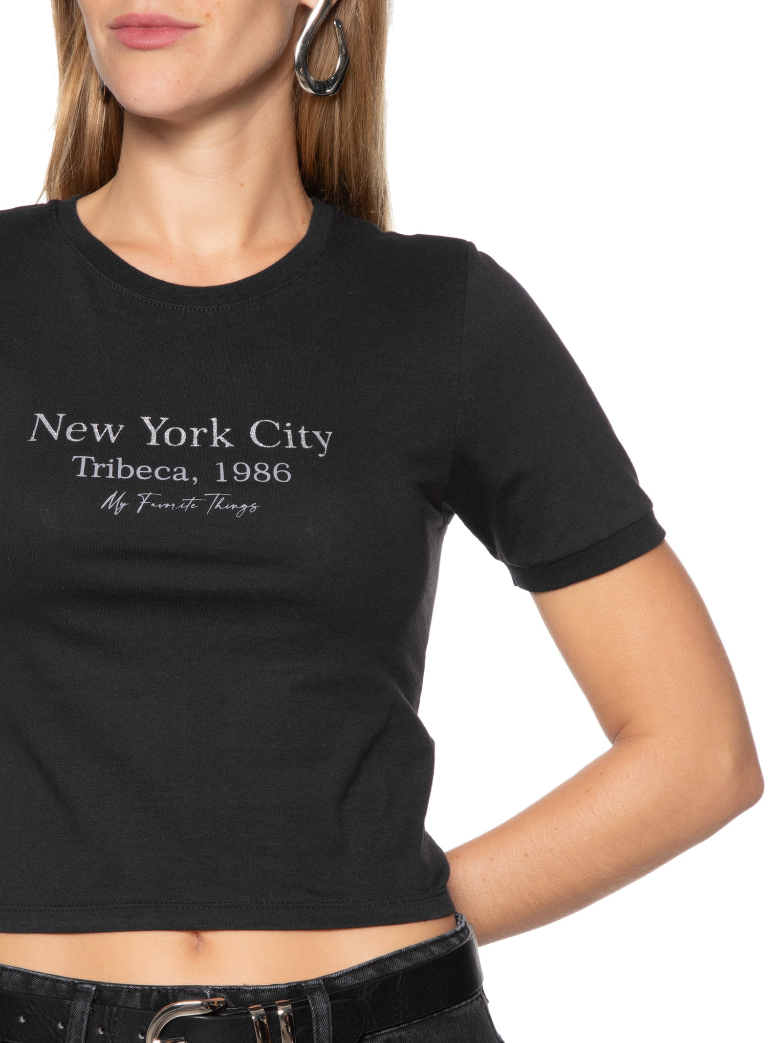 Camiseta Feminina Cropped New York Preto My Favorite Things
