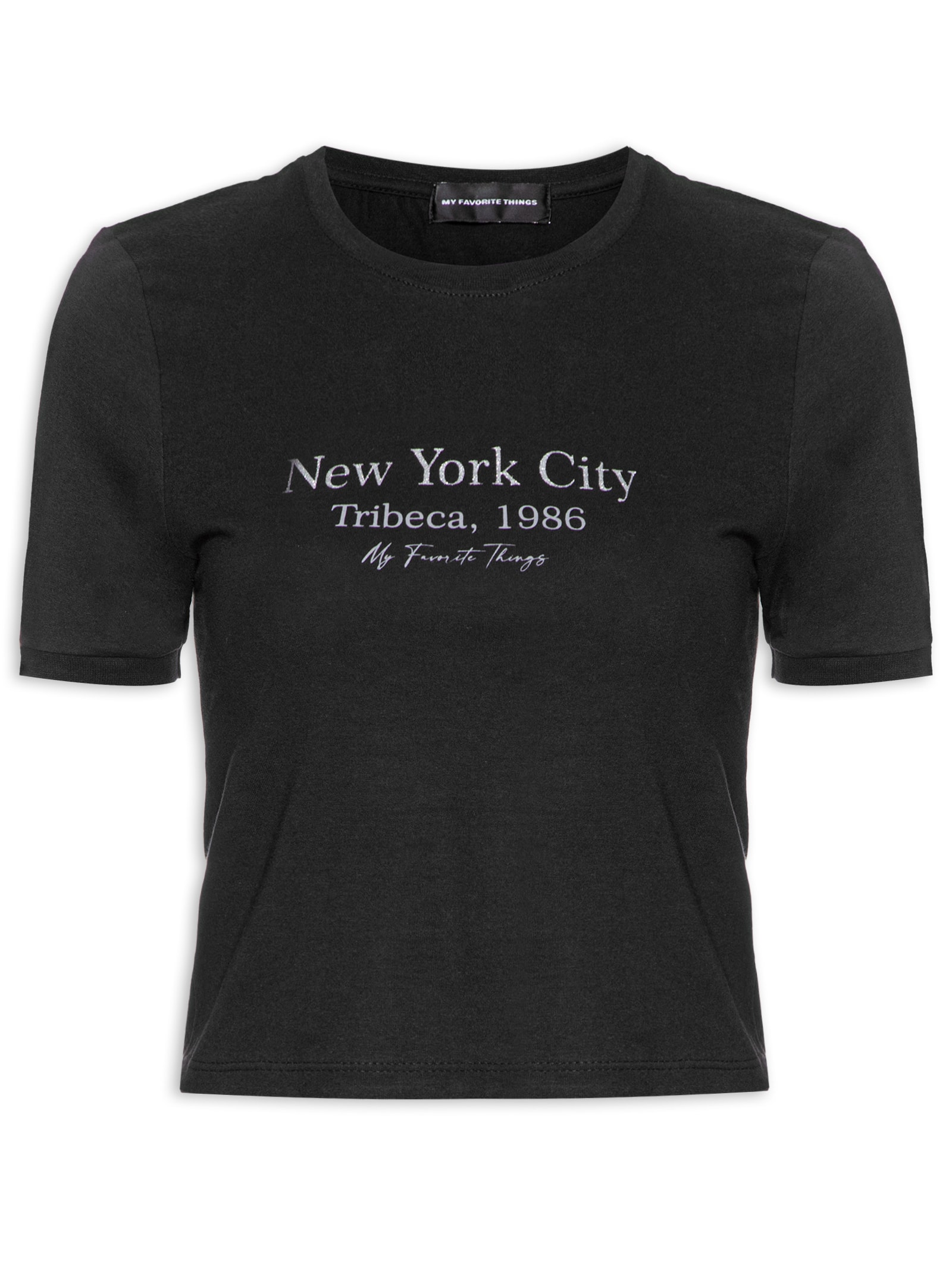 Camiseta Feminina Cropped New York Preto My Favorite Things