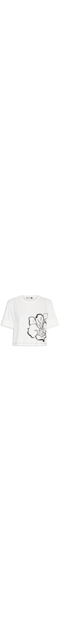 Camiseta Feminina Cropped Rosa Del Caribe - Branco