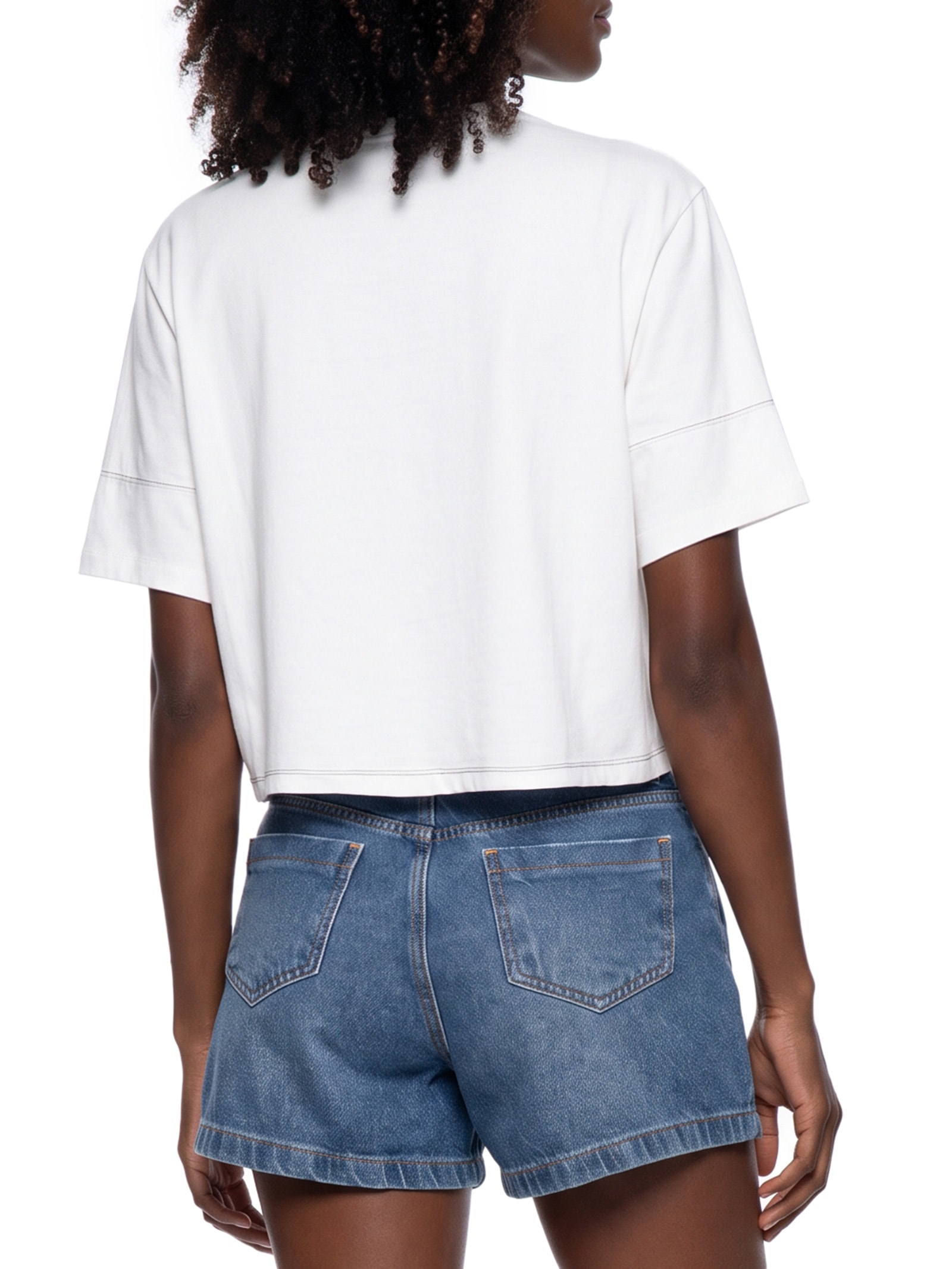Camiseta Feminina Cropped Rosa Del Caribe Branco Cacay