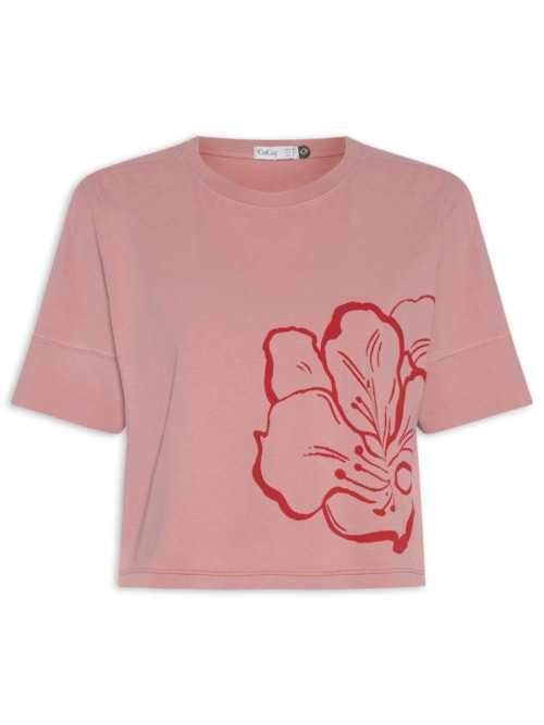 Camiseta Feminina Cropped Rosa Del Caribe - Rosa