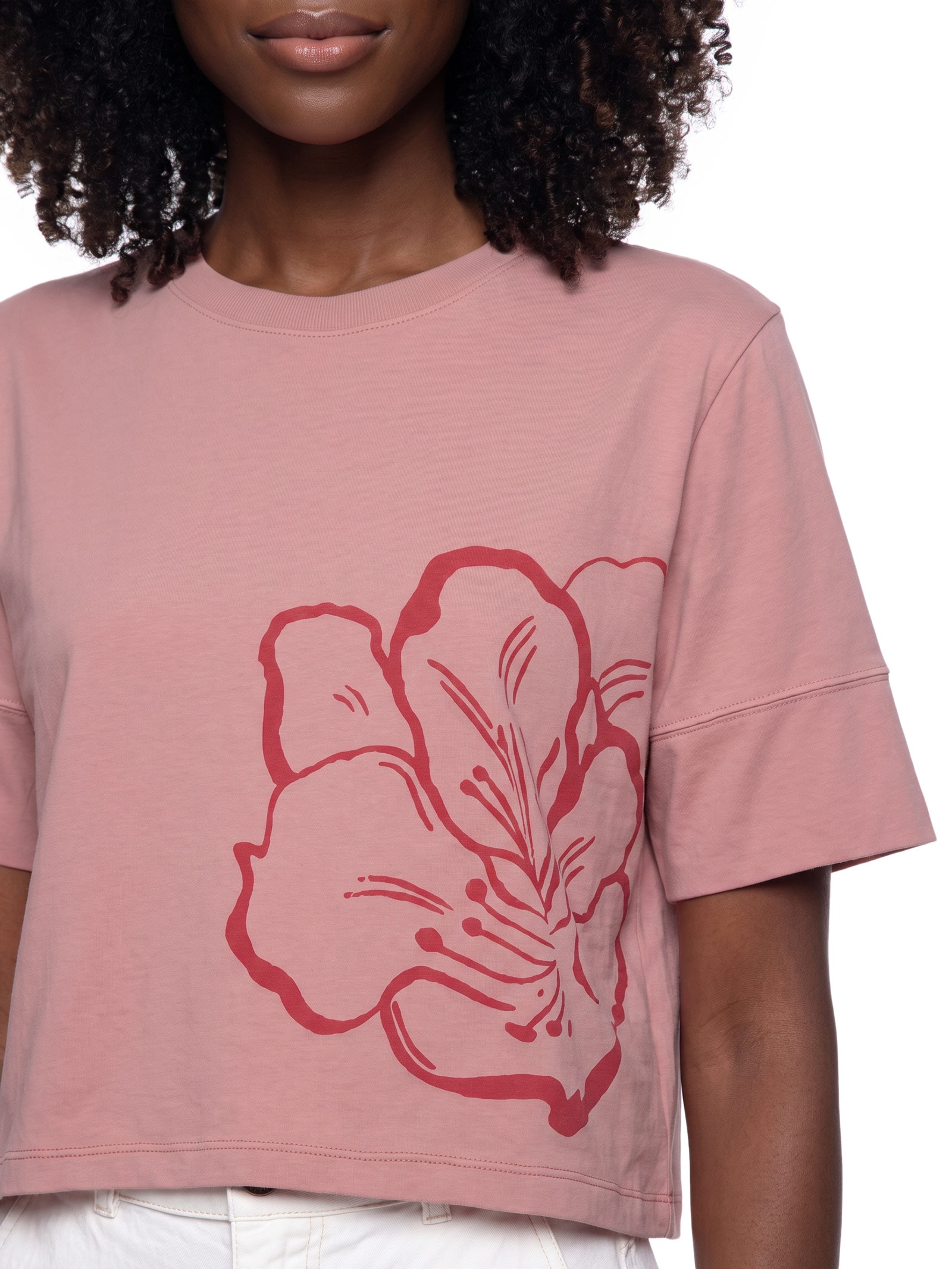 Camiseta Feminina Cropped Rosa Del Caribe Rosa Cacay