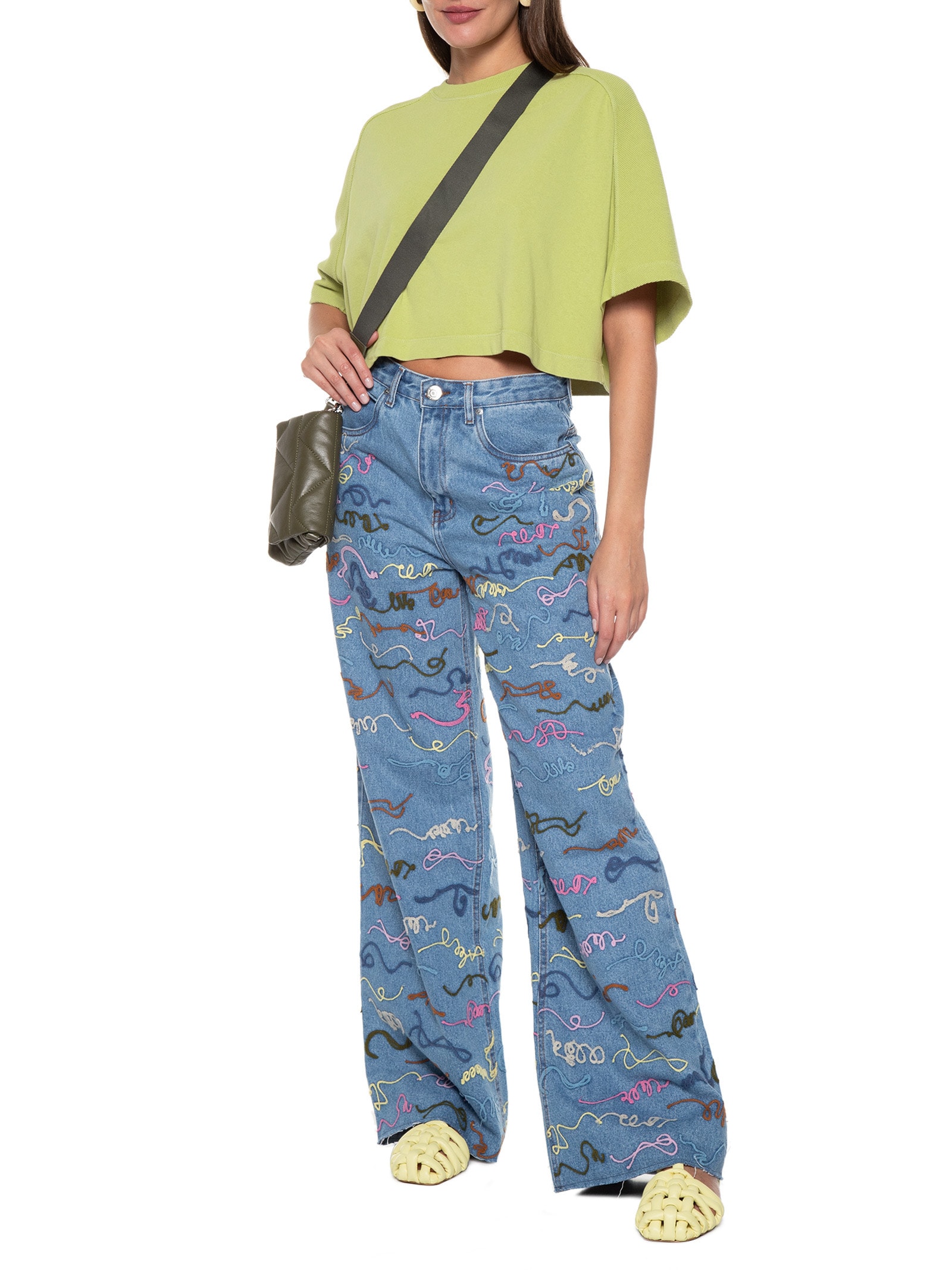 Camiseta Feminina Cropped Texturas Verde Animale Jeans