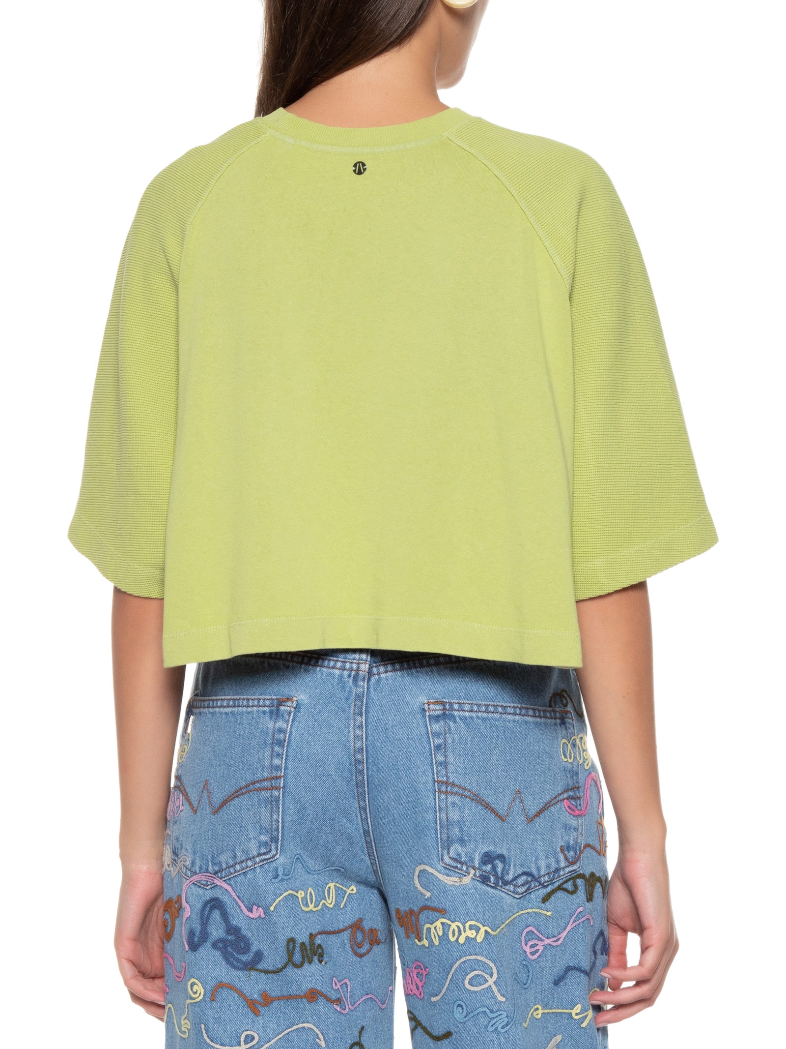 Camiseta Feminina Cropped Texturas Verde Animale Jeans