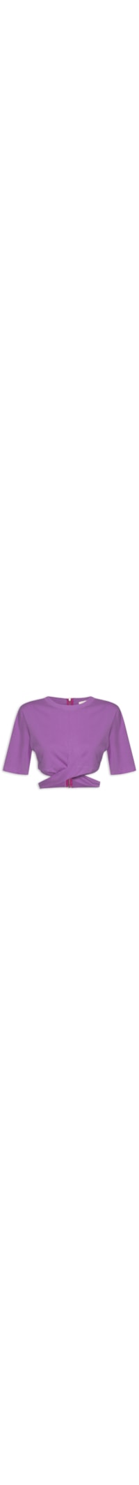 Camiseta Feminina Cropped Transpassada - Roxo