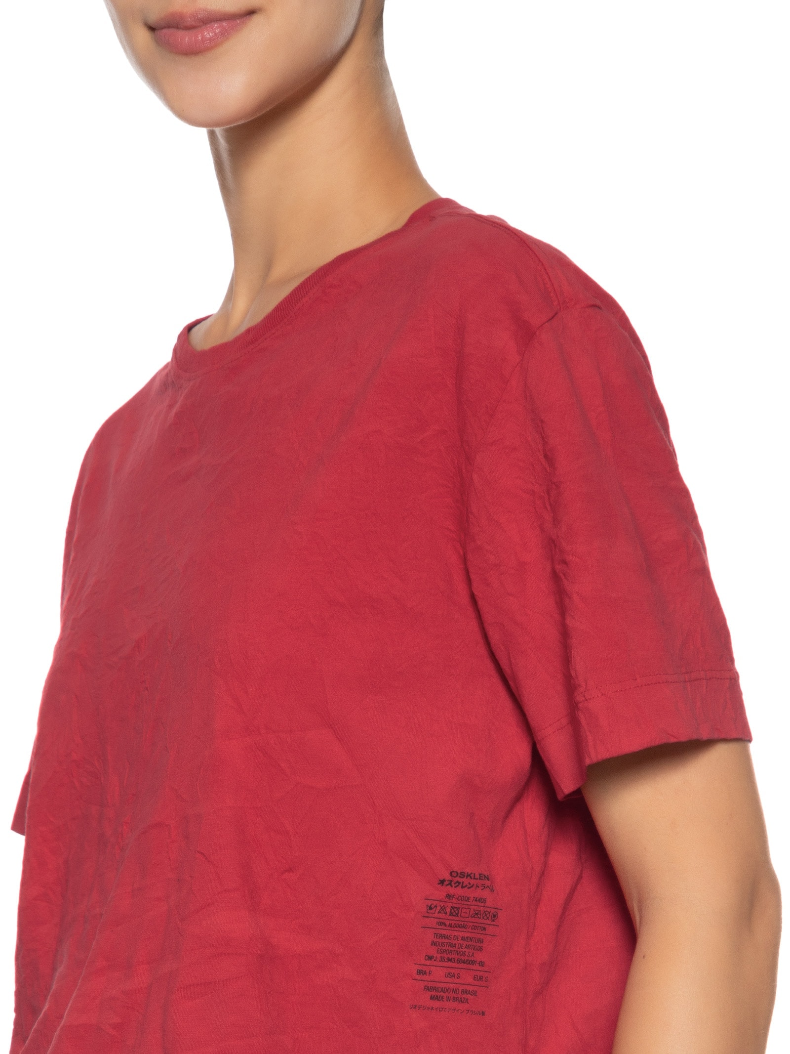 Camiseta Feminina Cropped Wrinkle Vermelho Osklen