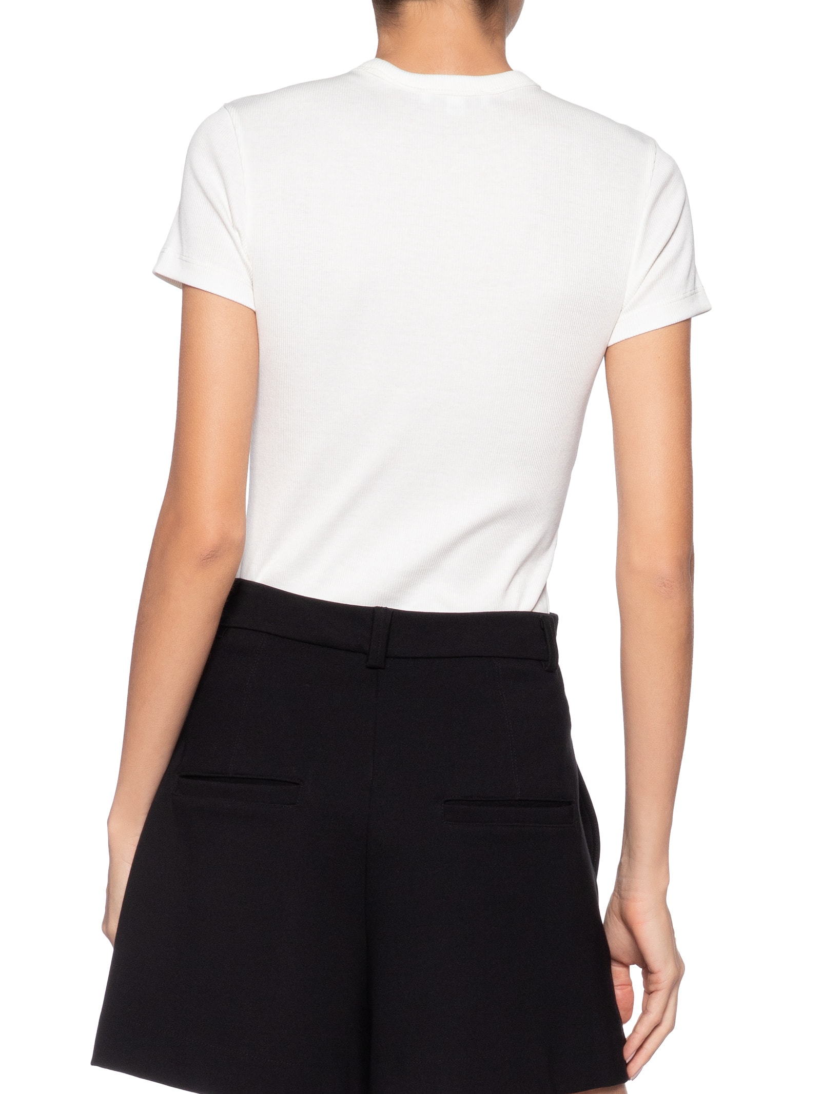 Camiseta Feminina De Algodão Canelada Branco Lacoste