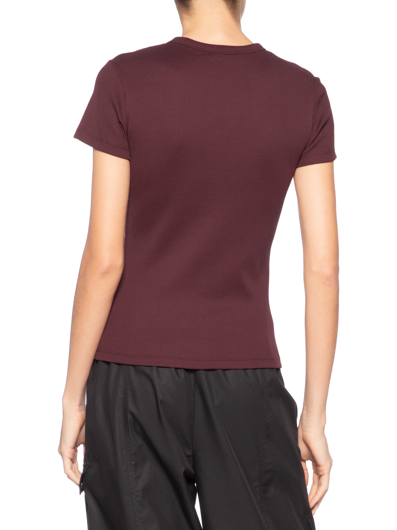 Camiseta Feminina De Algodão Canelada Marrom Lacoste