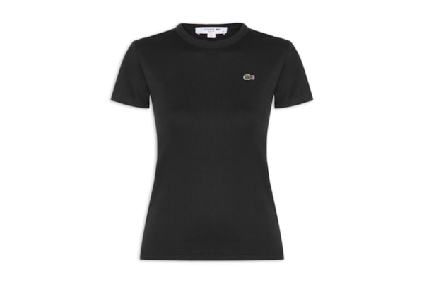 Camiseta Feminina De Algodão Canelada - Preto