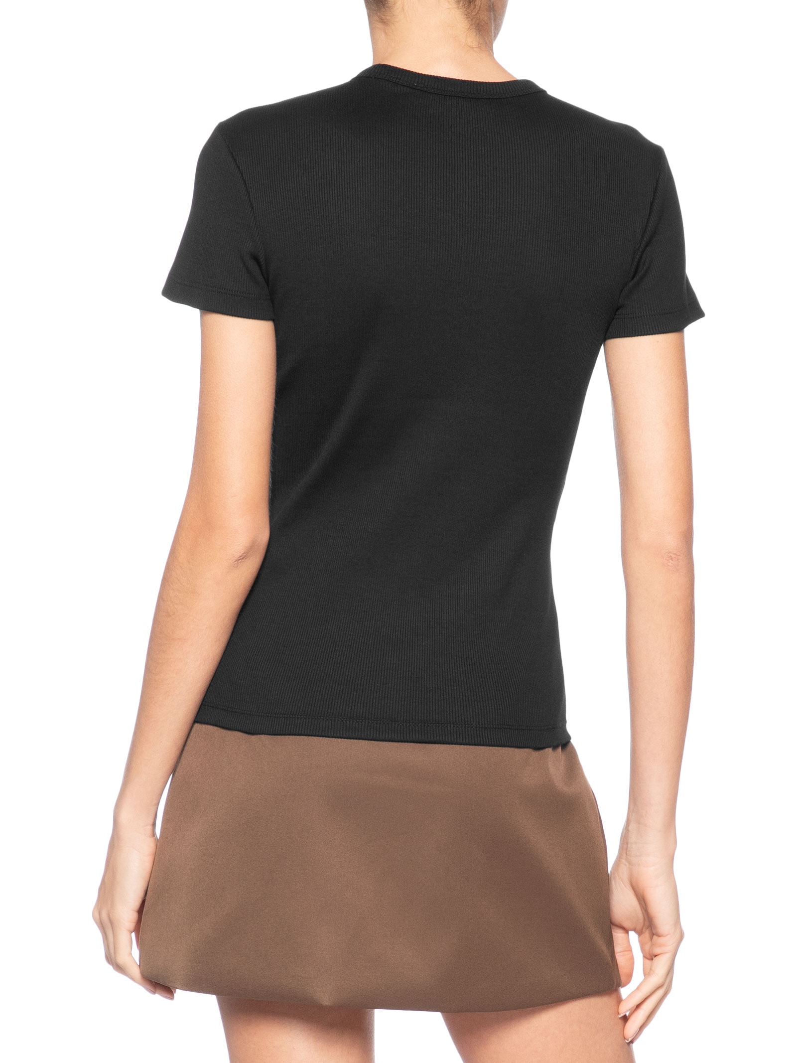 Camiseta Feminina De Algodão Canelada Preto Lacoste