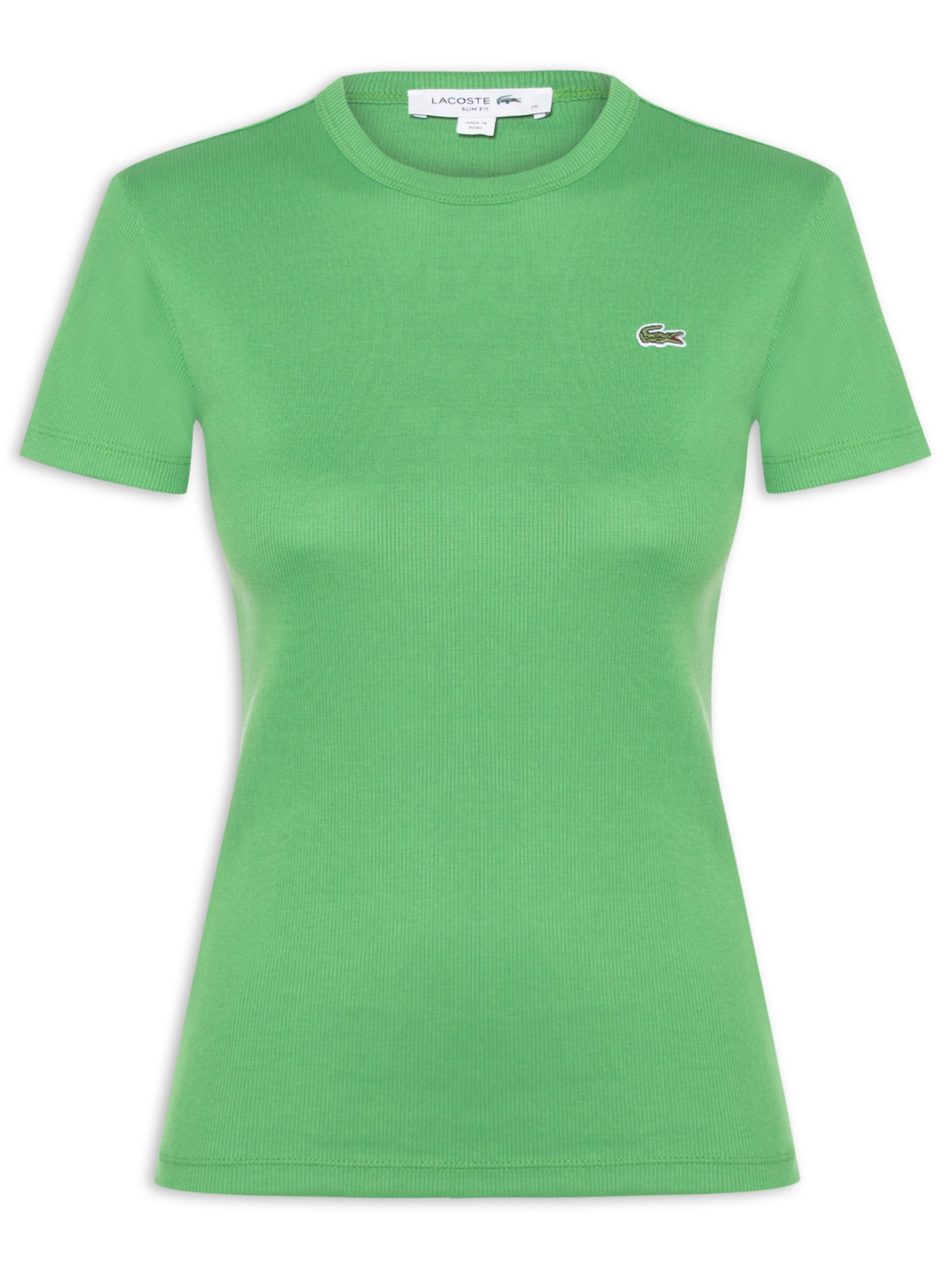 Camiseta Feminina De Algodão Canelada Verde Lacoste