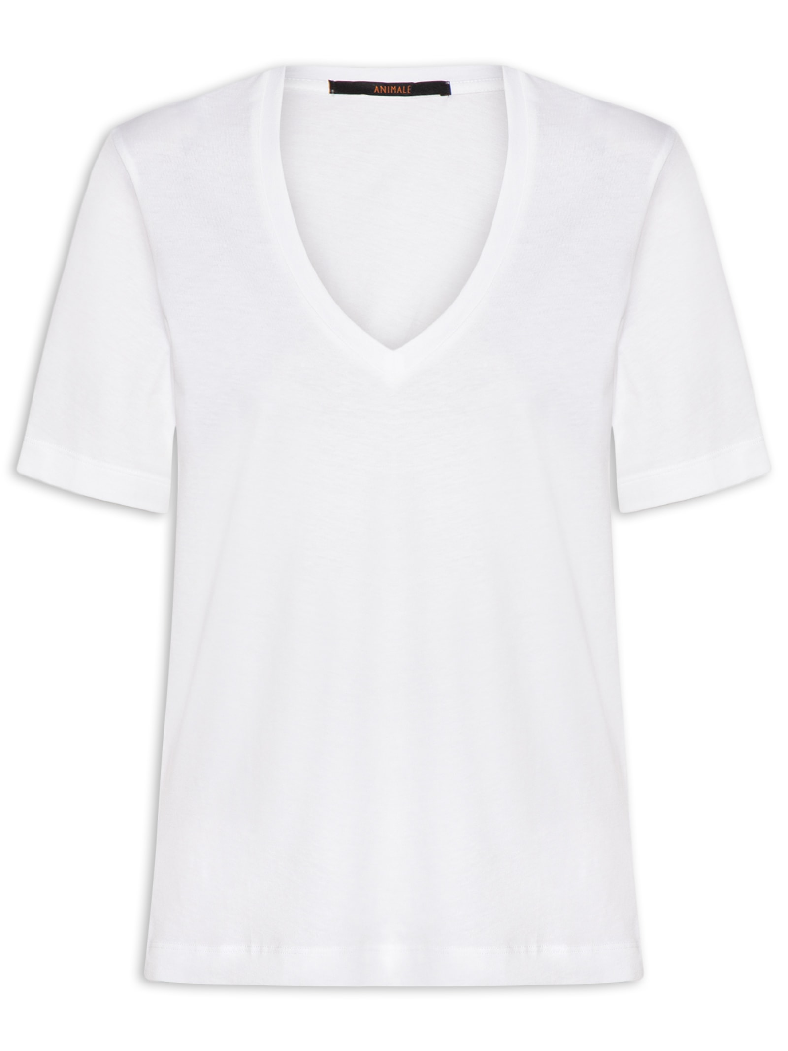 Camiseta Feminina De Algodão Pima Decote V Branco Animale