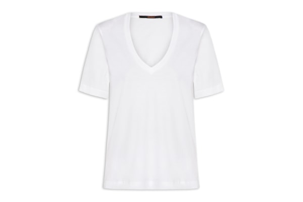 Camiseta Feminina De Algodão Pima Decote V - Branco
