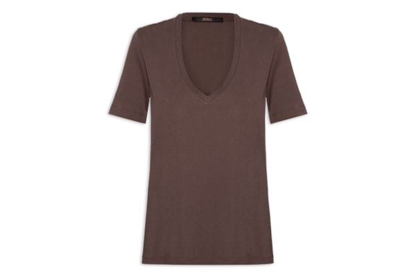 Camiseta Feminina De Algodão Pima Decote V Colors - Marrom