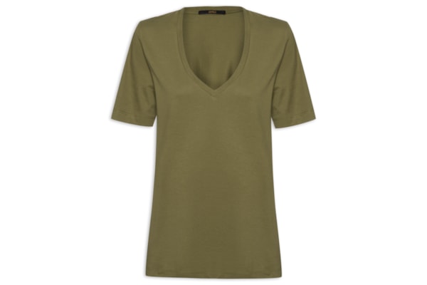 Camiseta Feminina De Algodão Pima Decote V Colors - Verde