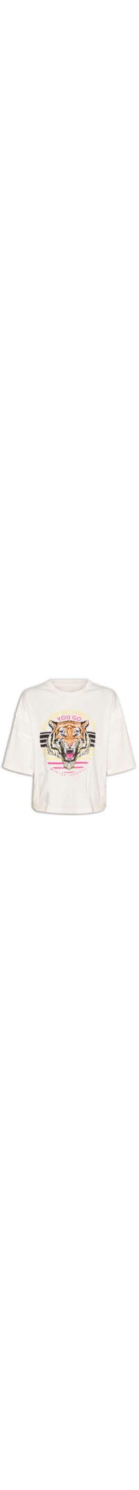 Camiseta Feminina de Malha Recortes Silk Tigre - Branco