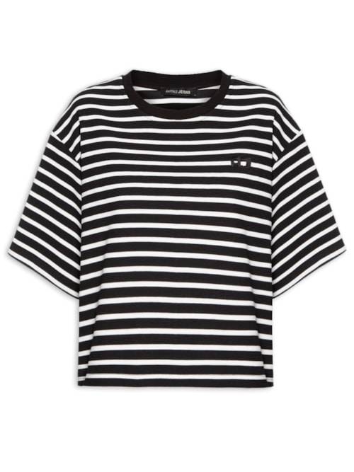 Camiseta Feminina de Moletom Logo Listrada – Preto