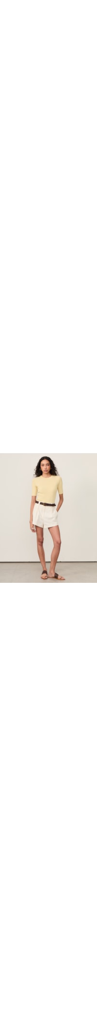 Camiseta Feminina De Tricot Canelado Básica - Amarelo
