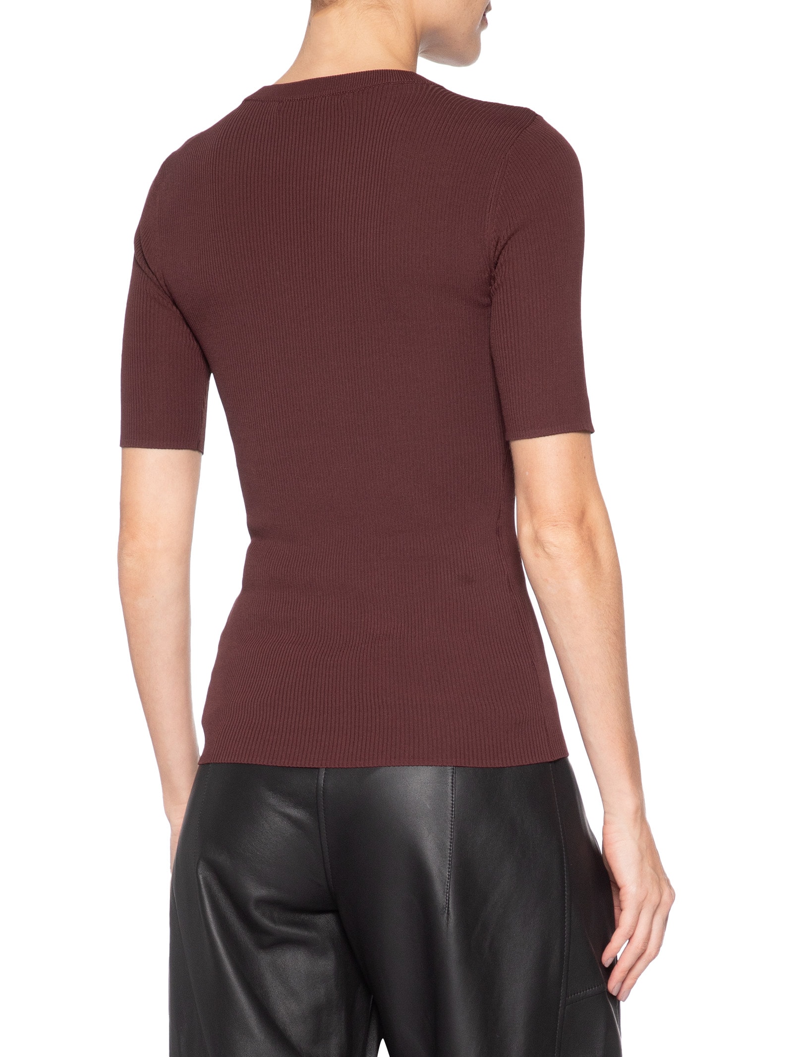 Camiseta Feminina De Tricot Canelado Básica Marrom Animale