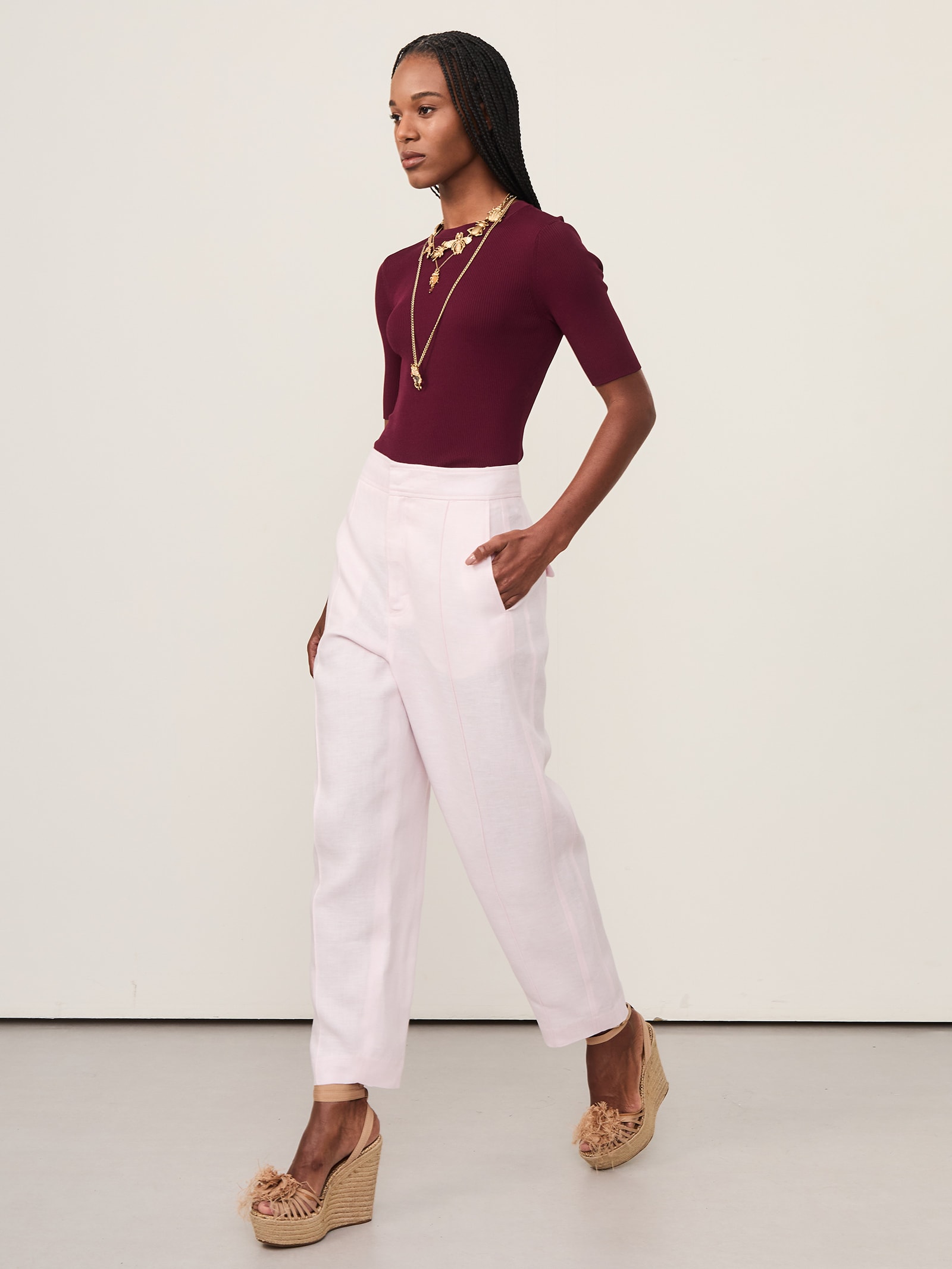 Camiseta Feminina De Tricot Canelado Básica Roxo Animale