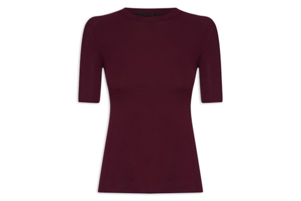 Camiseta Feminina De Tricot Canelado Básica - Roxo