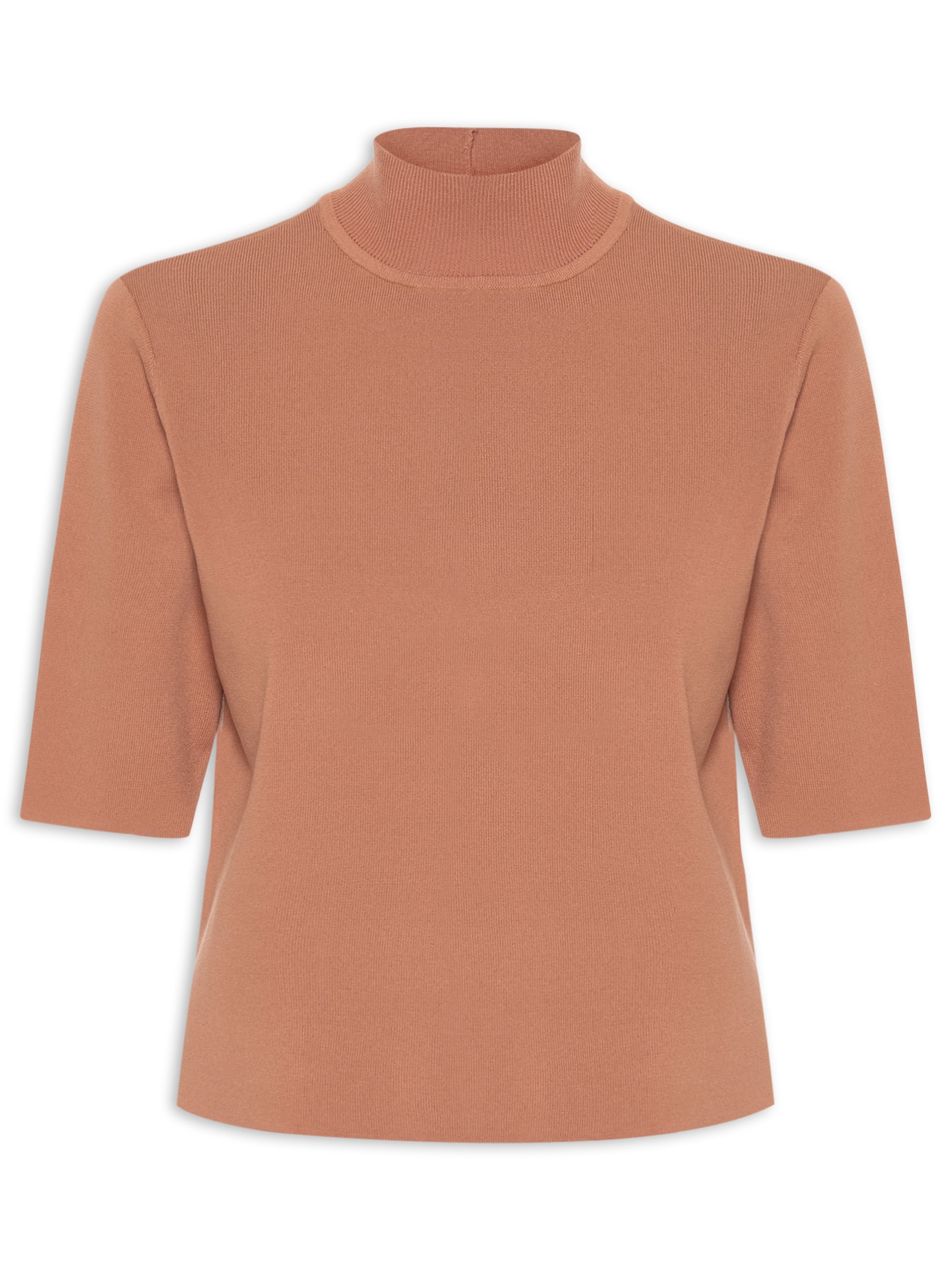 Camiseta Feminina De Tricot Gola Alta Básica  Rosa Animale