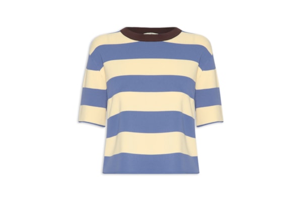 Camiseta Feminina De Tricot Listrada - Azul