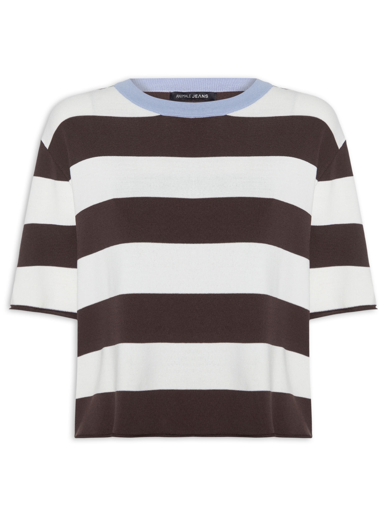 Camiseta Feminina De Tricot Listrada Marrom Animale Jeans