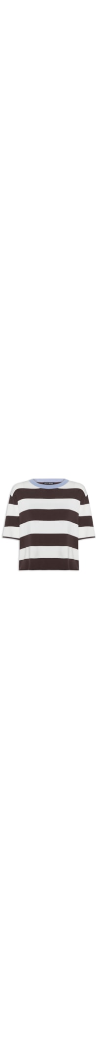 Camiseta Feminina De Tricot Listrada - Marrom
