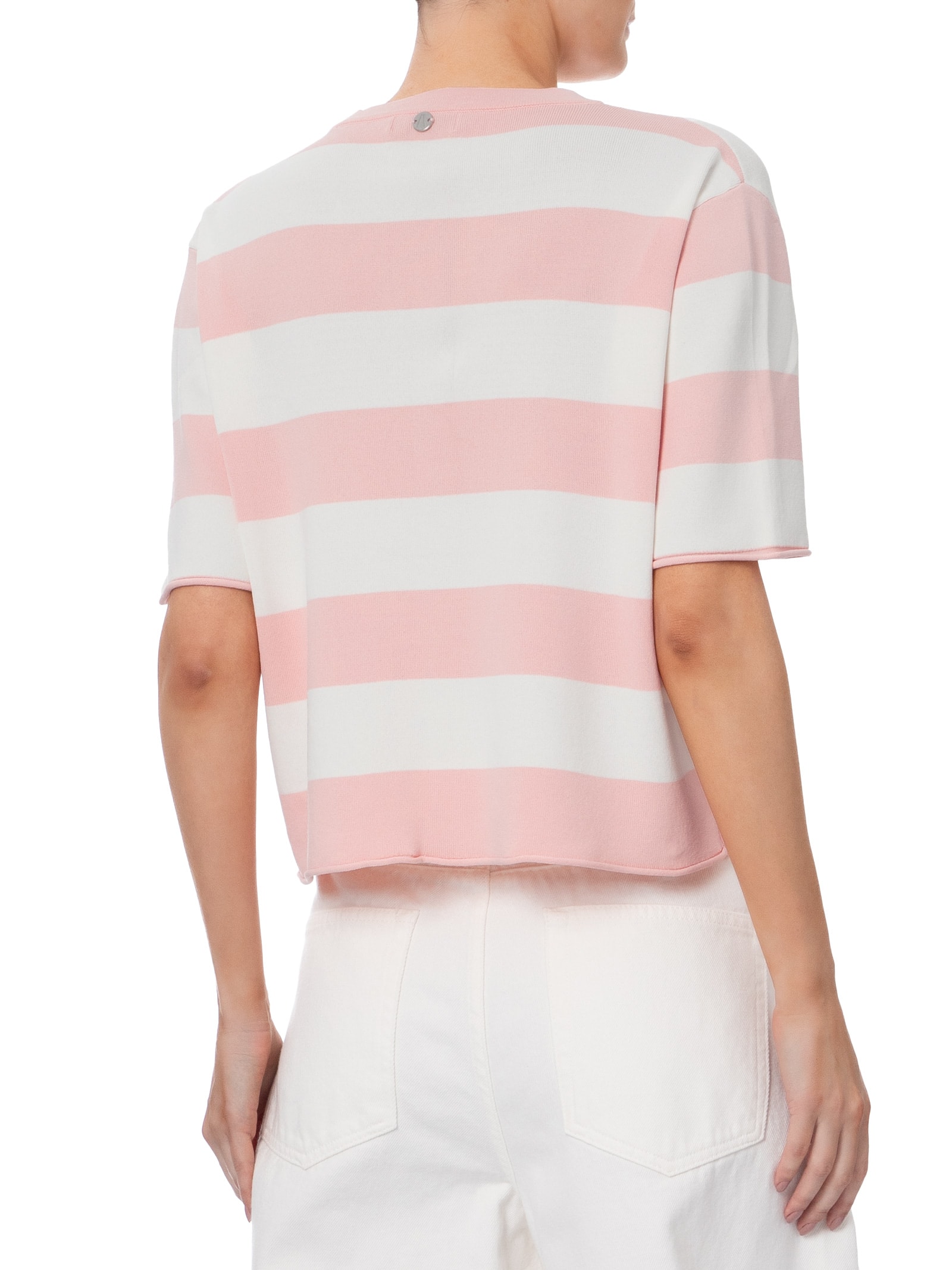 Camiseta Feminina de Tricot Listrada Rosa Animale Jeans