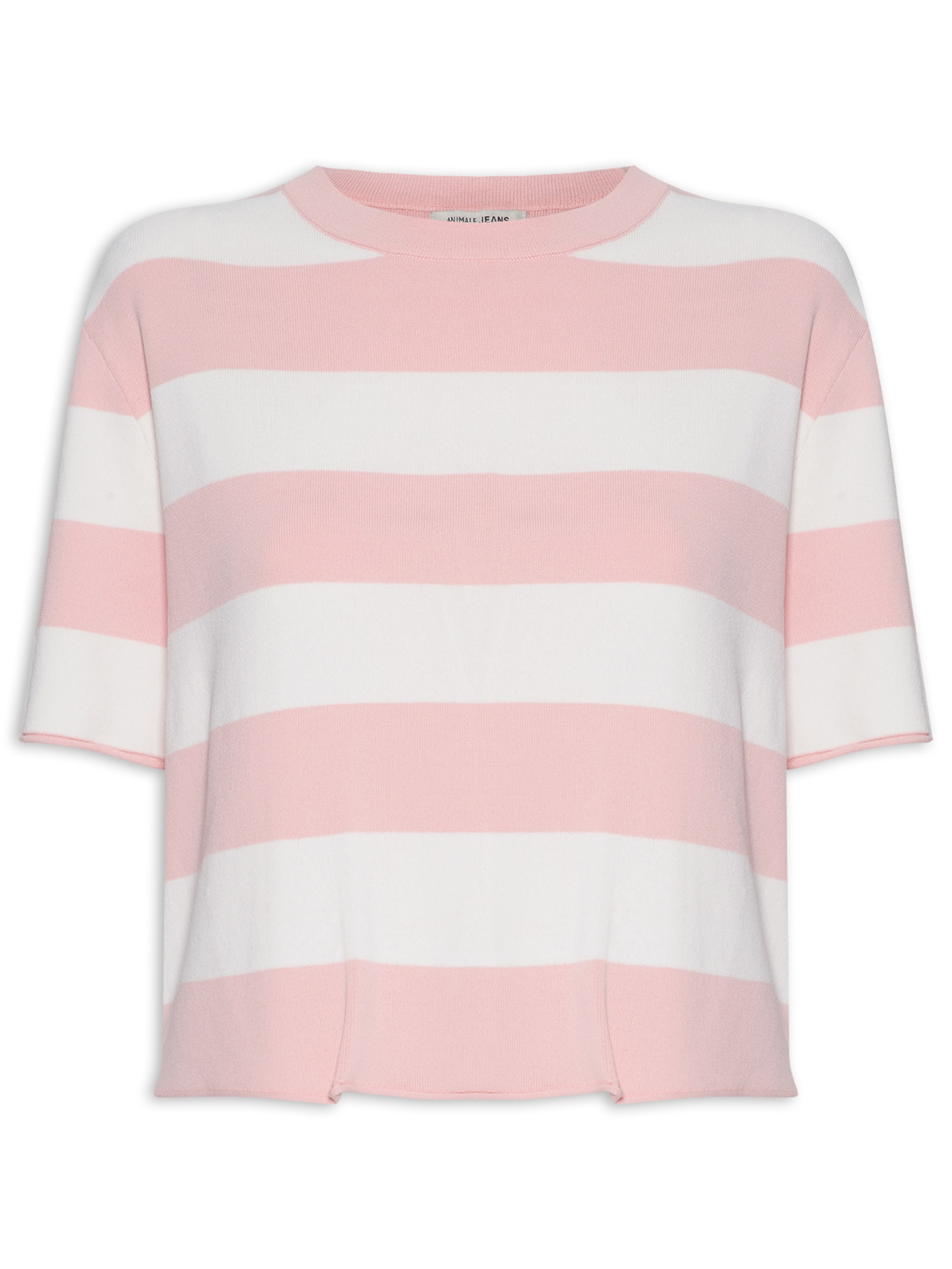 Camiseta Feminina de Tricot Listrada – Rosa Animale Jeans