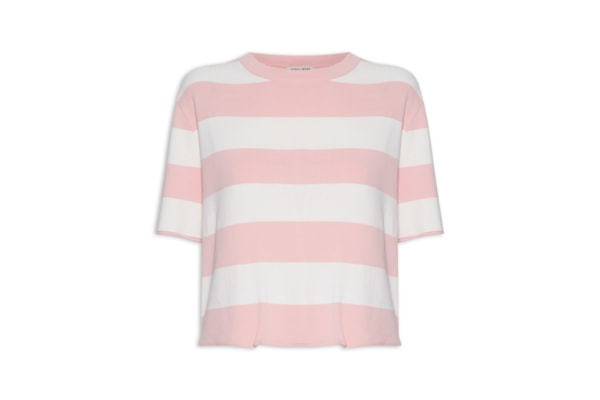 Camiseta Feminina de Tricot Listrada – Rosa