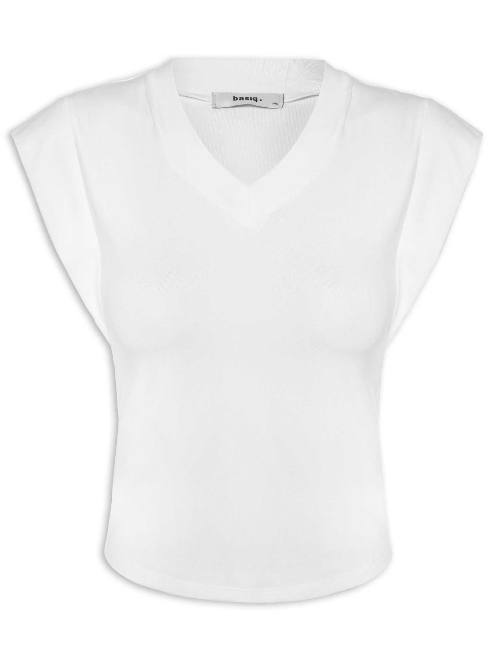 Camiseta Feminina Decote Em V Branco Basiq